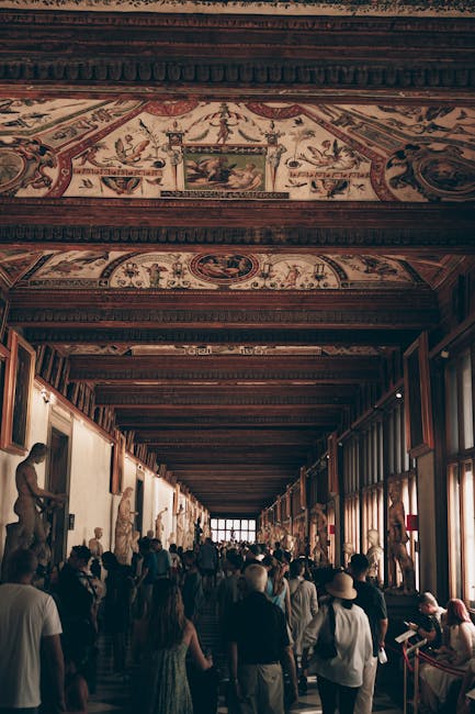 Florence museum interior soft lighting Uffizi