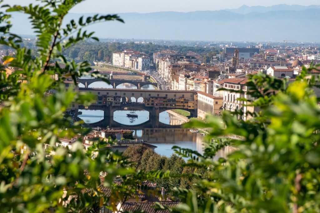 ponte vecchio and arno panoramic view florence
