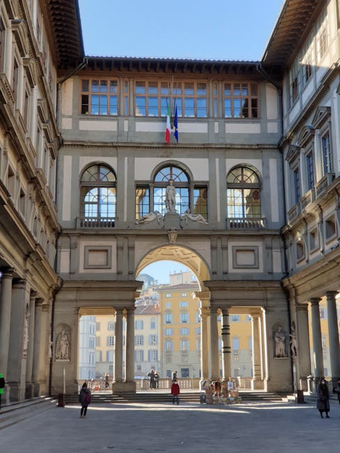 florence ochre courtyard cafe pristine facades