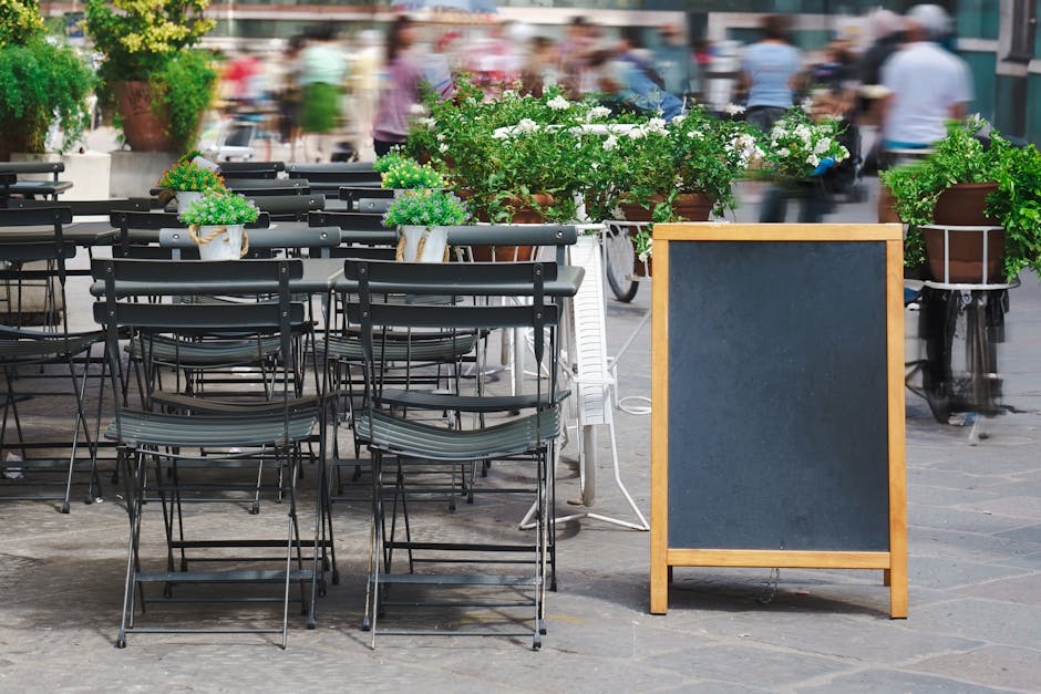 Florence street cafe near garden midday
