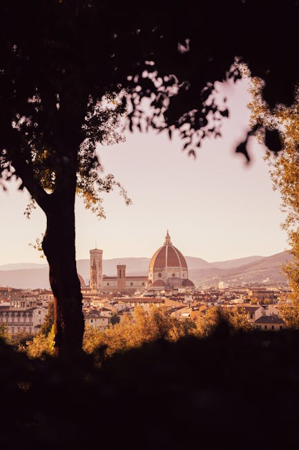Explorer les grottes et grottes artificielles Boboli 6 View from Boboli Gardens over Florence skyline sunset