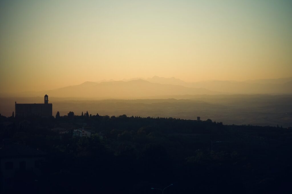 Volterra medieval hilltop view morning