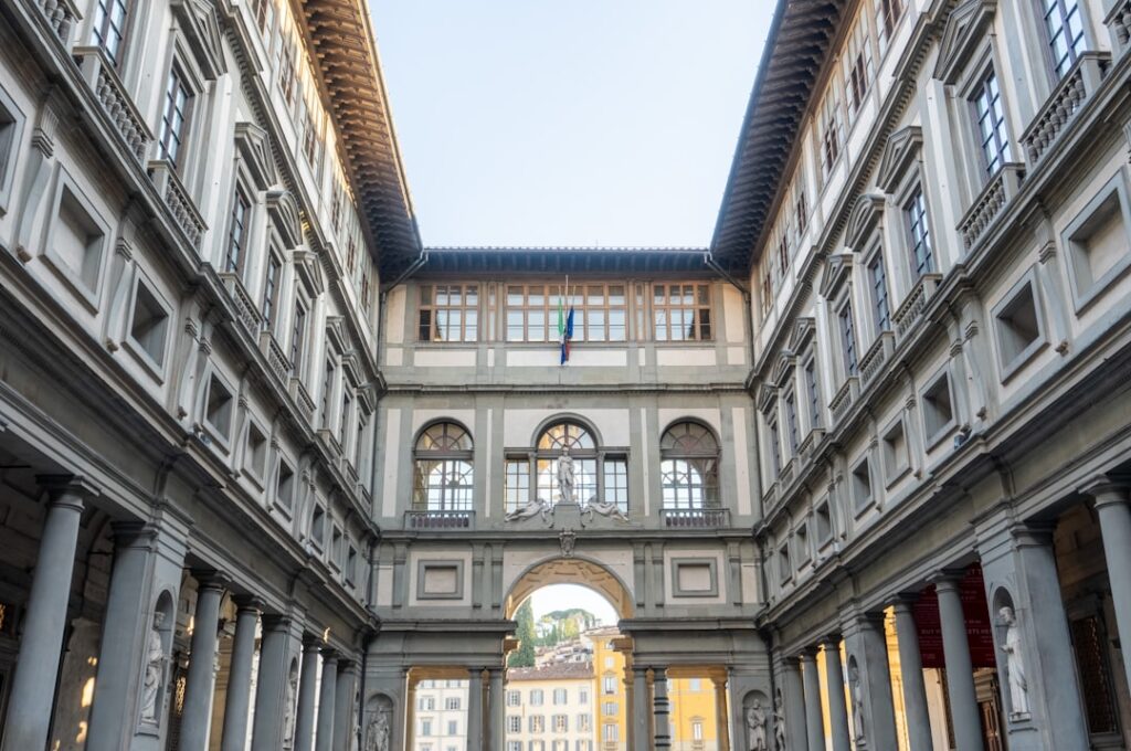 uffizi gallery entrance facade with signage
