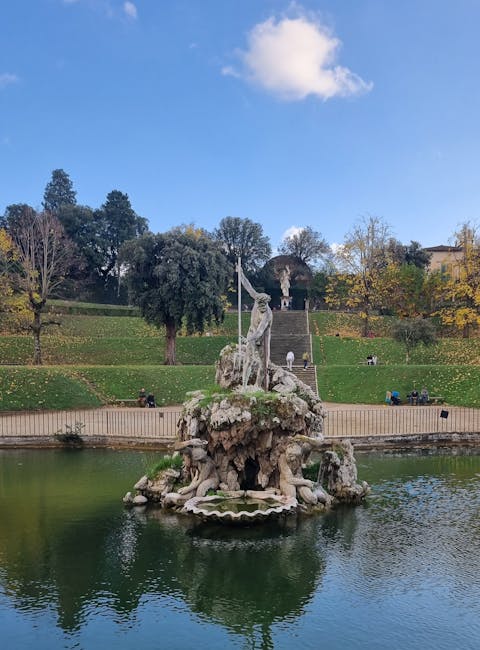 Boboli Gardens fountain statue midday
