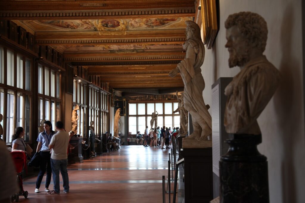 Uffizi Gallery interior morning view