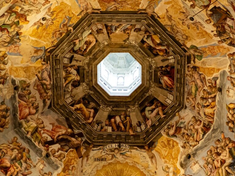 florence byzantine style baptism fresco with gold halos