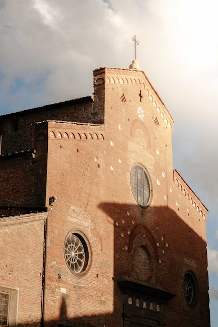 romanesque rural church stone facade near florence