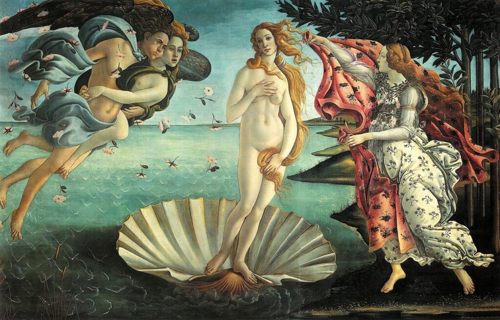 Sandro Botticelli's The Birth of Venus displayed in Florence's Uffizi Gallery.